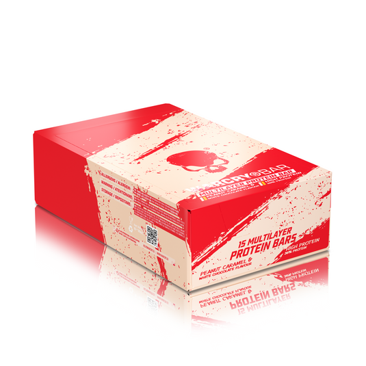 Multilayer Protein Bar WARCRY Peanut Caramel & White Chocolate - Baton proteic fara zahar adaugat scazut in kcal cu aroma de alune si caramel cu ciocolata alba.